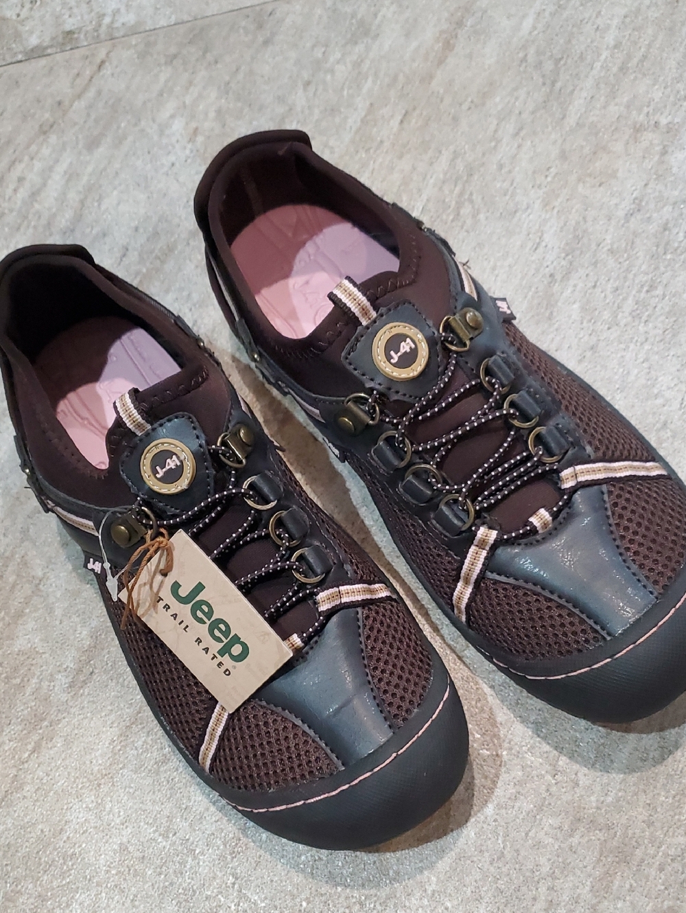 J-41 Brown and Pink Mesh Trail Shoes